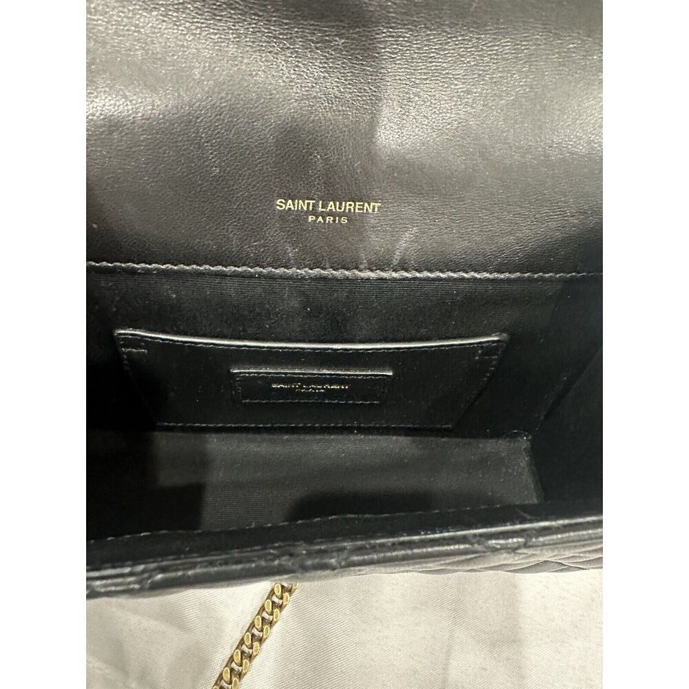 AUTHENTIC YSL SAINT LAURANT ENVELOPE SMALL IN QUILTED GRAIN EMBOSSED LEATHER - Picture 6 of 12